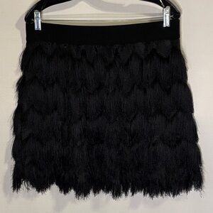 Banana Republic Black Fringe Stretch Skirt Size Petite Large